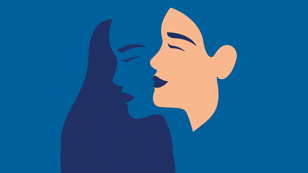 woman on blue background